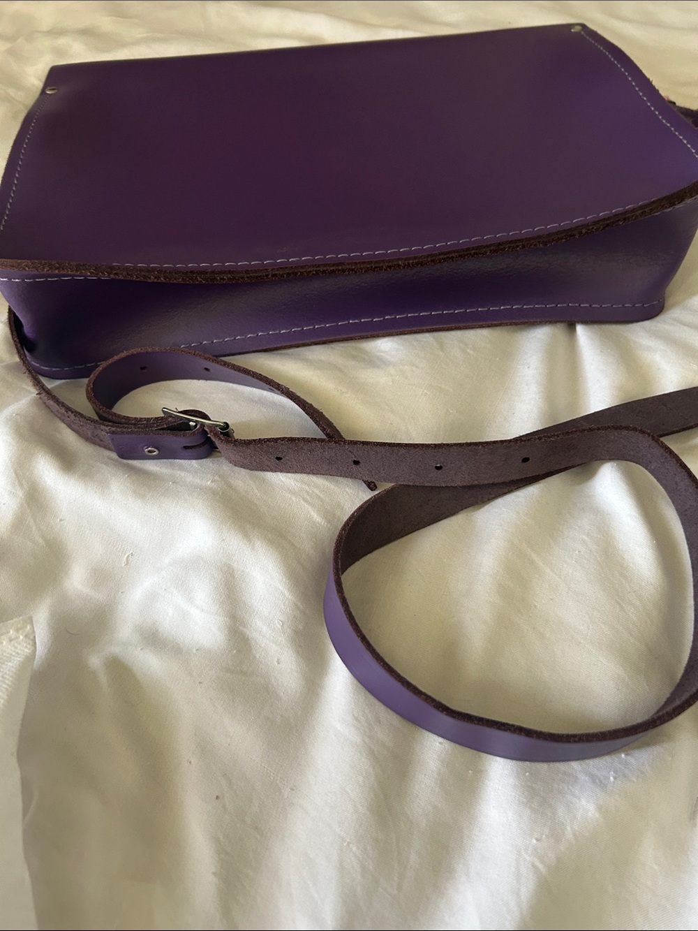 Structured Purple Satchel Crossbody Bag - Picture 6 of 6